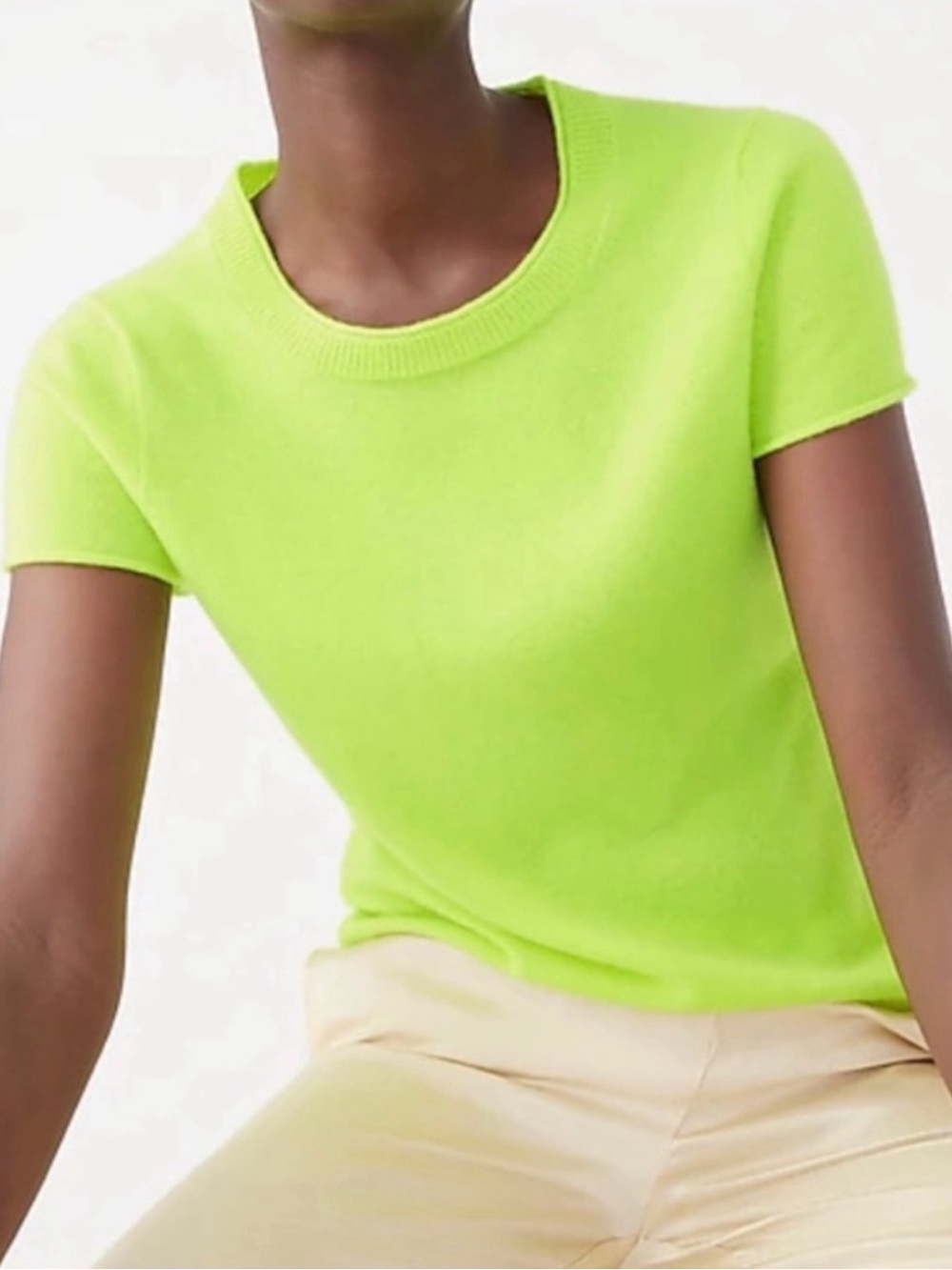J Crew relaxed cashmere tshirt sweater neon green